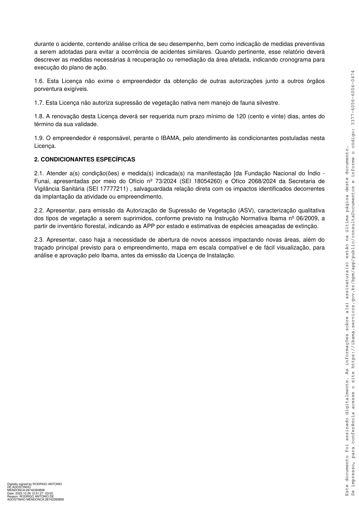 Página 2 da Licença Ambiental Prévia nº 716/2025